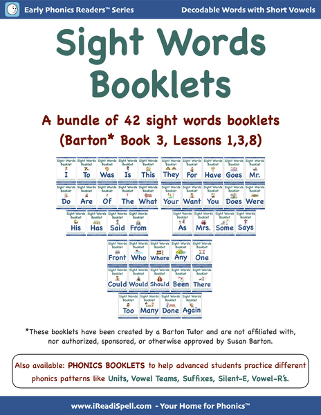 Complete Bundle of Sight Words Booklets for Barton* Students - Books 3 & 4 (PDF Download)