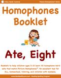 Set 1 Homophones Booklets - 15 Sets of 33 Homophones Words (Individual eBooklets)
