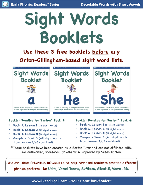 FREE Sight Words Booklets (Based on Dolch & Fry Word Lists & Phonics-based Short Vowels) - PDF Download